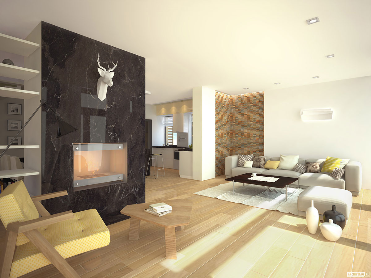 Namo projektas su mansarda 160 m²: 3 Miegamieji, Darbo kambarys, 3 Vonios, be Garažo