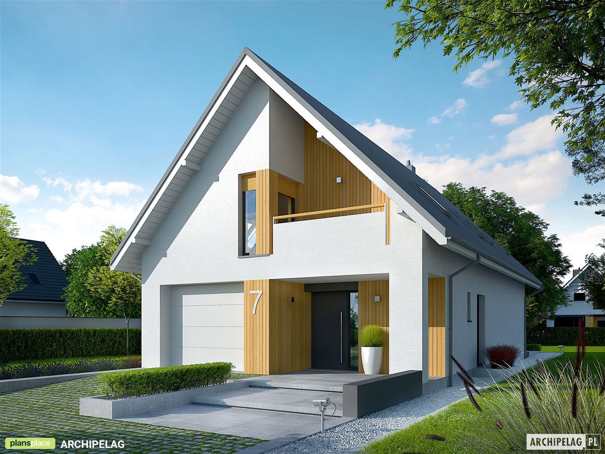 Namo projektas su mansarda 163 m²: 3 Miegamieji, Darbo kambarys, 3 Vonios, Atvira virtuvė, Garažas