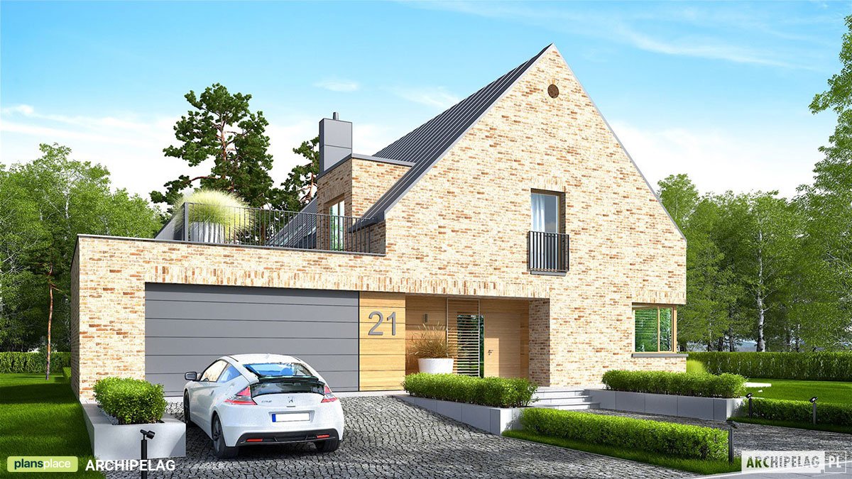 Namo projektas su mansarda 298 m²: 4 Miegamieji, Darbo kambarys, 3 Vonios, Atvira virtuvė, Garažas