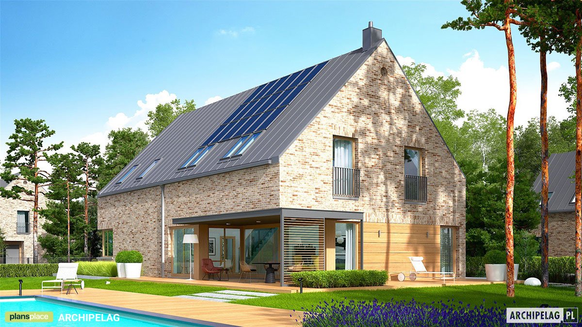 Namo projektas su mansarda 298 m²: 4 Miegamieji, Darbo kambarys, 3 Vonios, Atvira virtuvė, Garažas