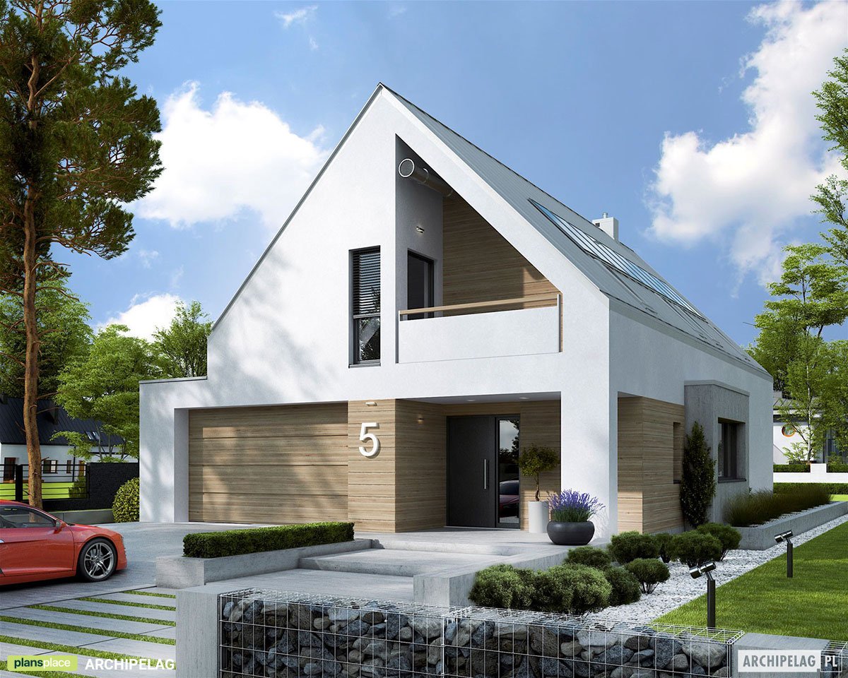 Namo projektas su mansarda 182 m²: 3 Miegamieji, Darbo kambarys, 3 Vonios, Garažas