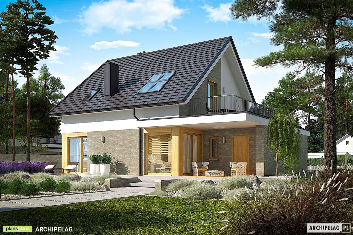 Namo projektas su mansarda 130 m²: 3 Miegamieji, 2 Vonios, Atvira virtuvė, Garažas