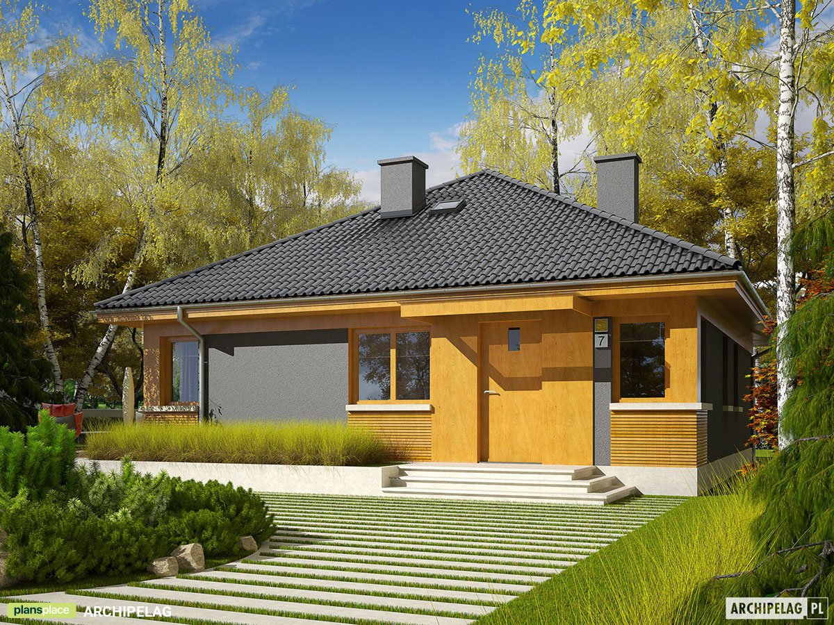 Vieno aukšto namo projektas 87 m²: 3 Miegamieji, 1 Vonios, be Garažo