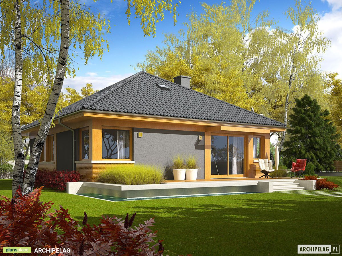 Vieno aukšto namo projektas 87 m²: 3 Miegamieji, 1 Vonios, be Garažo