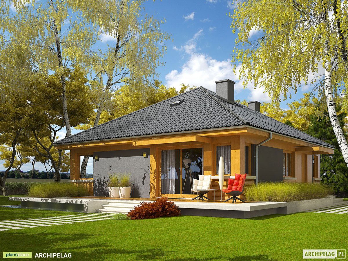 Vieno aukšto namo projektas 87 m²: 3 Miegamieji, 1 Vonios, be Garažo