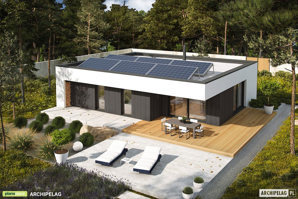 Vieno aukšto namo projektas 116 m²: 3 Miegamieji, 2 Vonios, Atvira virtuvė, be Garažo