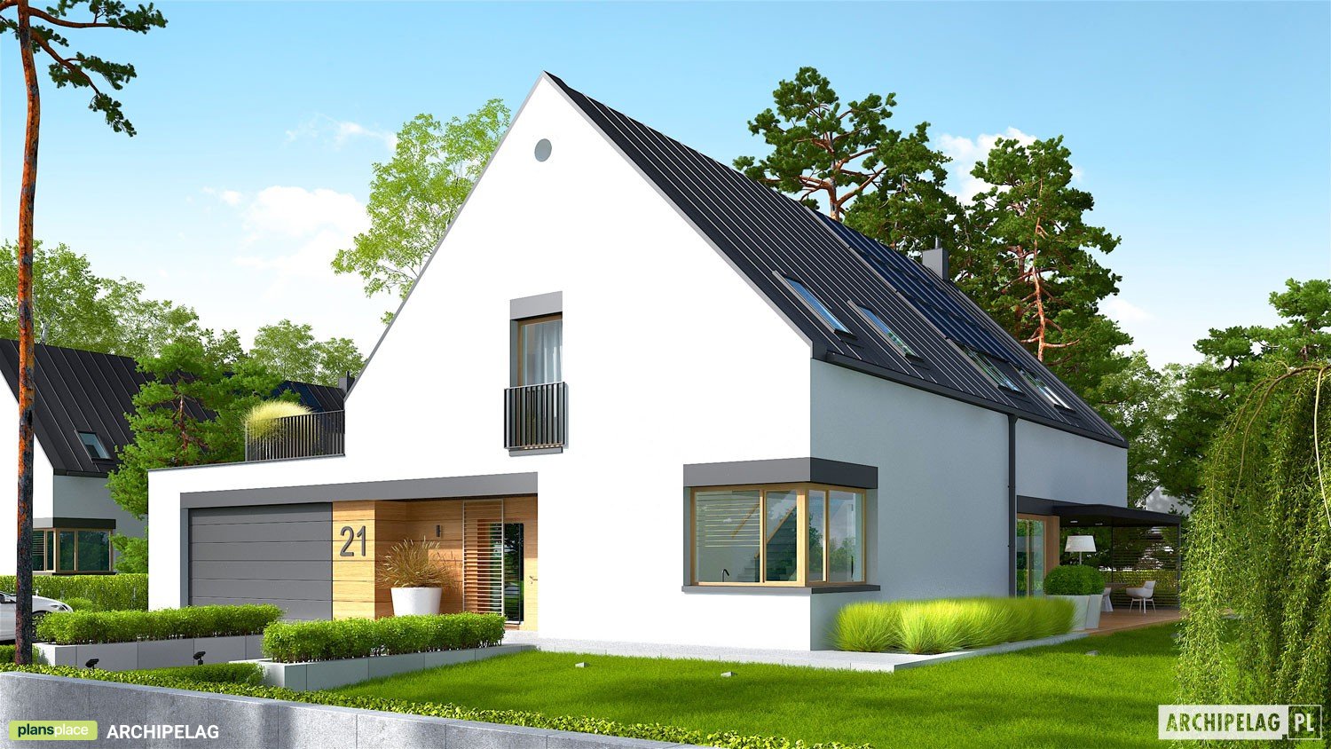 Namo projektas su mansarda 298 m²: 4 Miegamieji, Darbo kambarys, 3 Vonios, Atvira virtuvė, Garažas