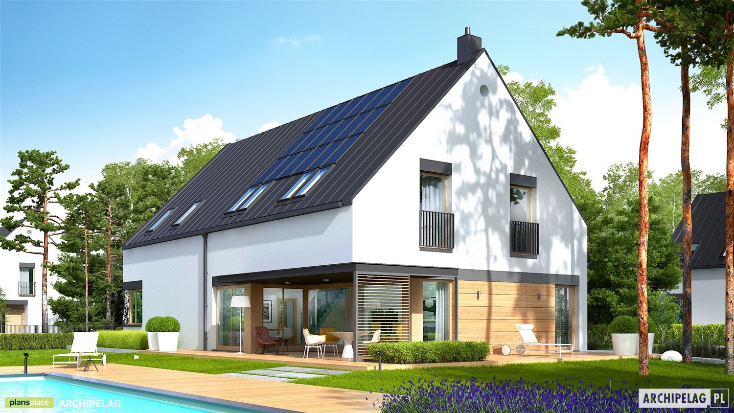 Namo projektas su mansarda 298 m²: 4 Miegamieji, Darbo kambarys, 3 Vonios, Atvira virtuvė, Garažas