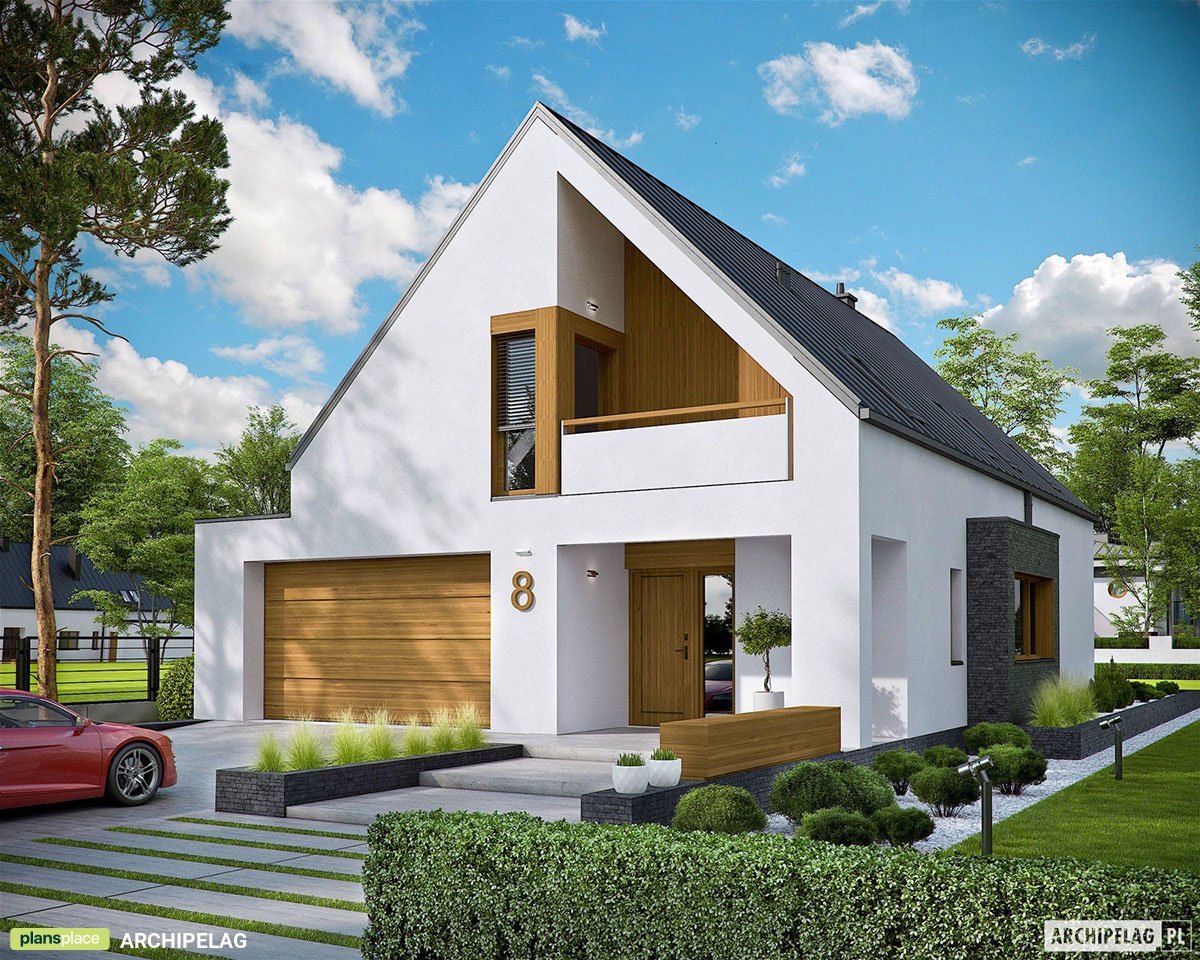 Namo projektas su mansarda 175 m²: 3 Miegamieji, Darbo kambarys, 3 Vonios, Atvira virtuvė, Garažas