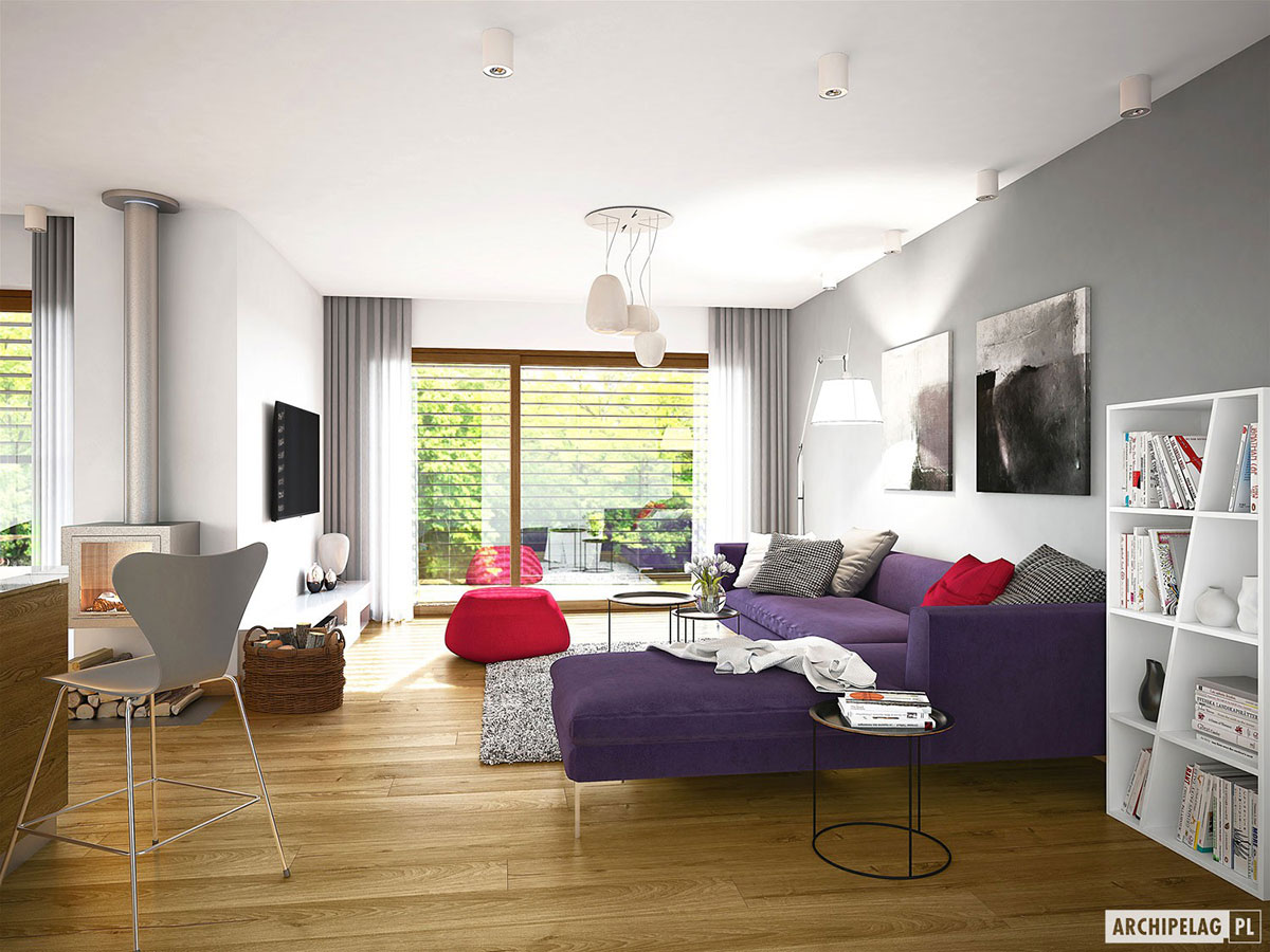 Namo projektas su mansarda 175 m²: 3 Miegamieji, Darbo kambarys, 3 Vonios, Atvira virtuvė, Garažas