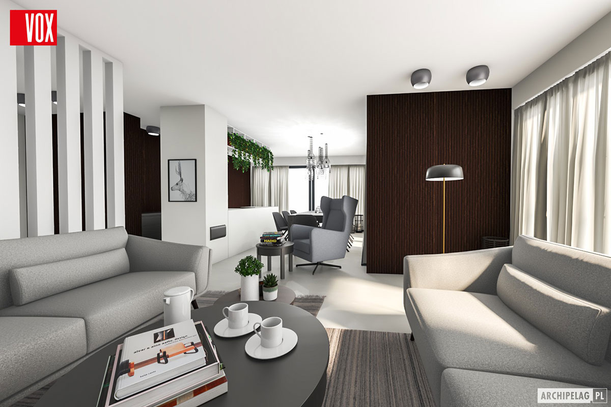 Dviejų aukštų namo projektas 133 m²: 3 Miegamieji, 3 Vonios, Atvira virtuvė, be Garažo