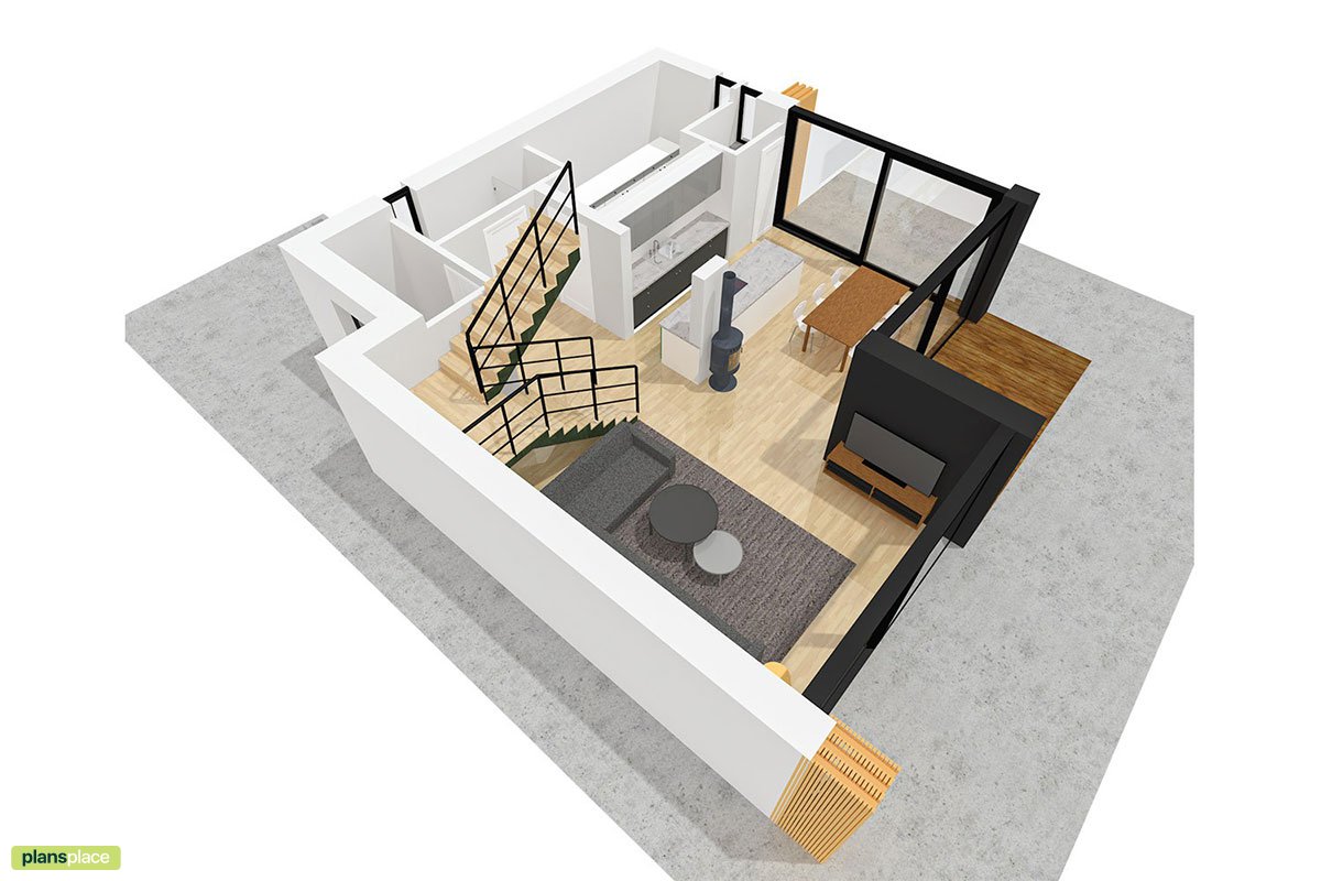 Dviejų aukštų namo projektas 133 m²: 3 Miegamieji, 3 Vonios, Atvira virtuvė, be Garažo