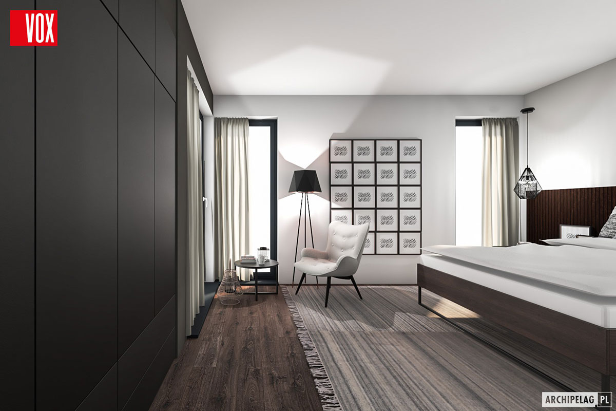 Dviejų aukštų namo projektas 133 m²: 3 Miegamieji, 3 Vonios, Atvira virtuvė, be Garažo