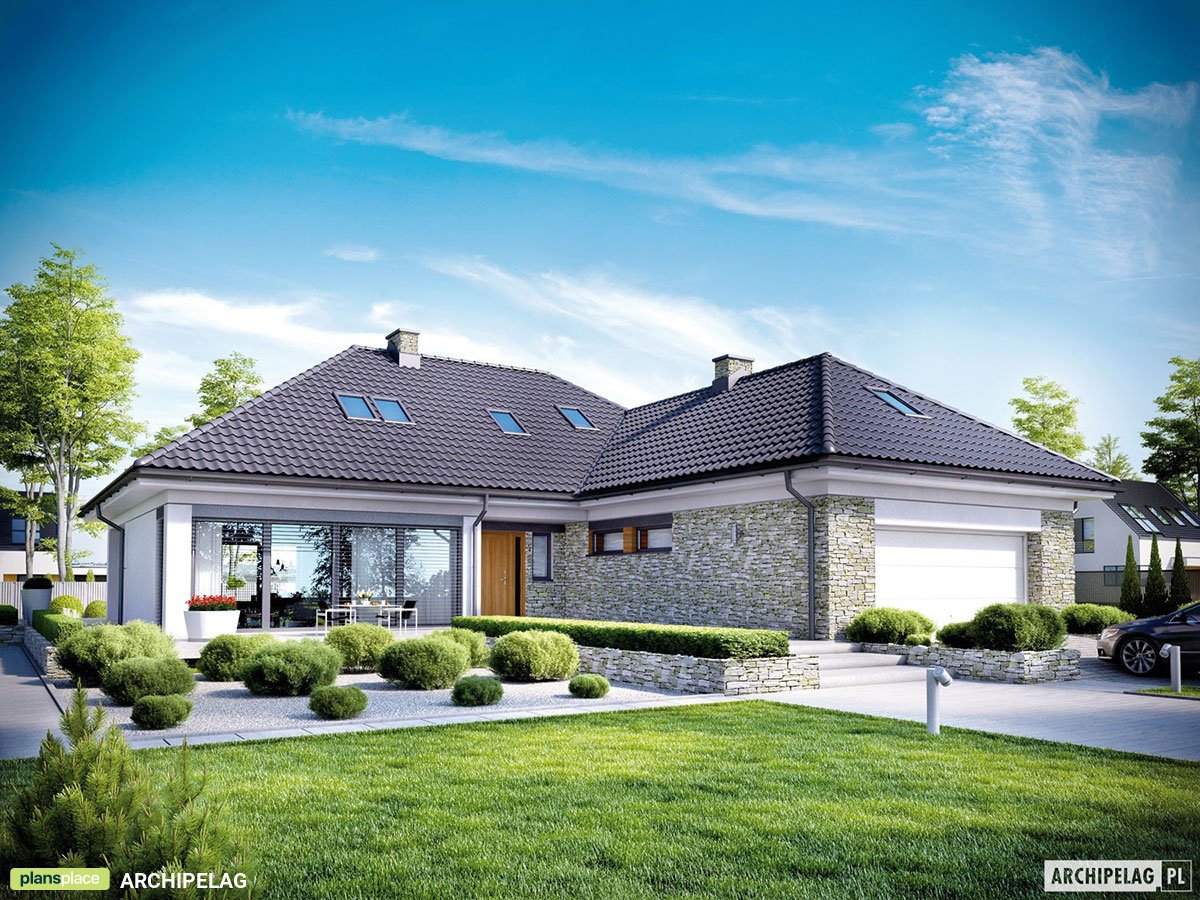 Namo projektas su mansarda 227 m²: 4 Miegamieji, 3 Vonios, Garažas