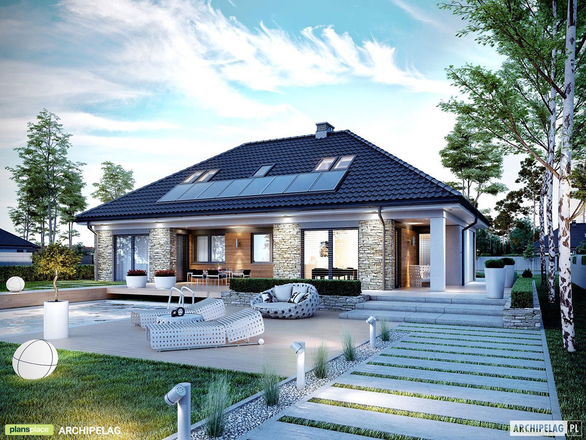 Namo projektas su mansarda 227 m²: 4 Miegamieji, 3 Vonios, Garažas