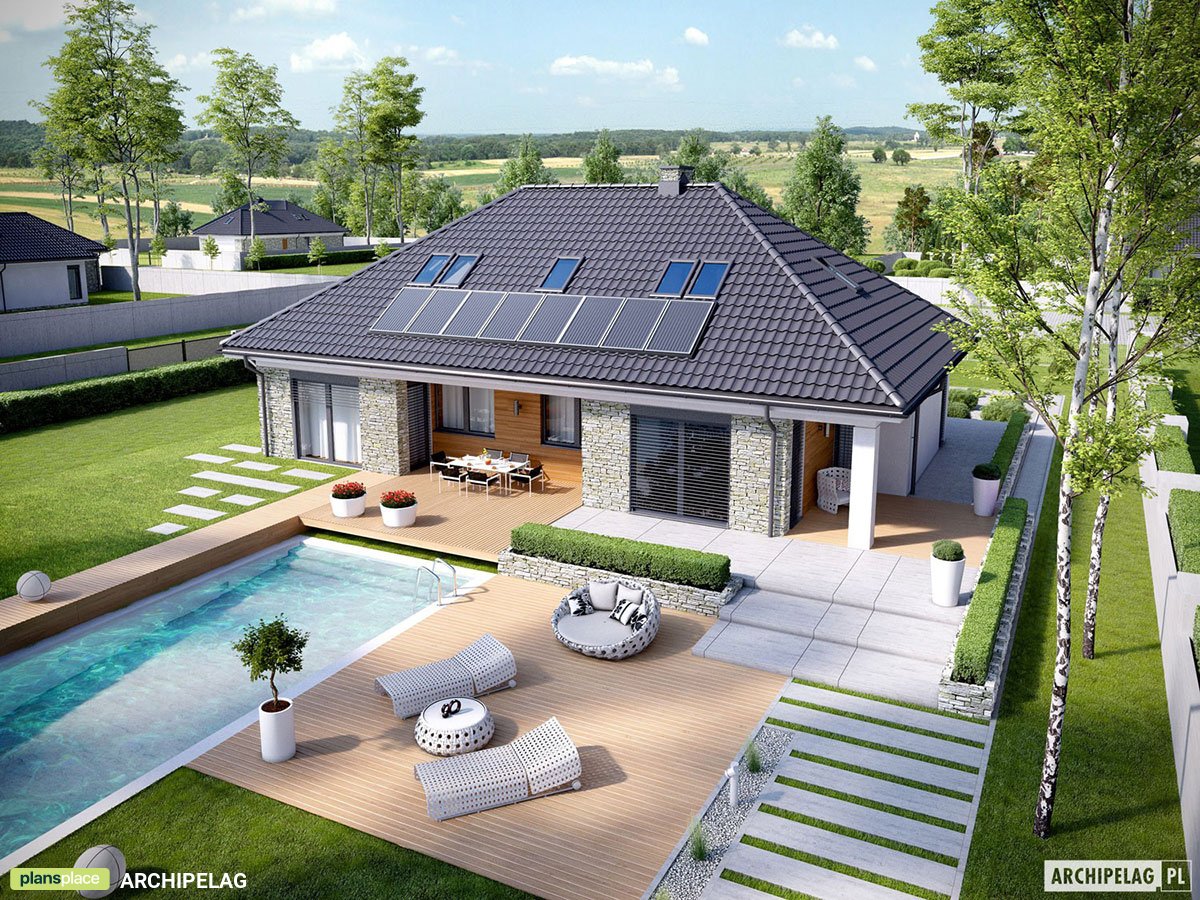Namo projektas su mansarda 227 m²: 4 Miegamieji, 3 Vonios, Garažas