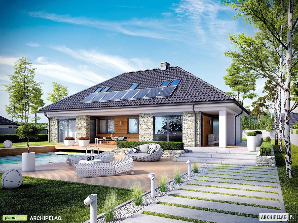 Namo projektas su mansarda 227 m²: 4 Miegamieji, 3 Vonios, Garažas
