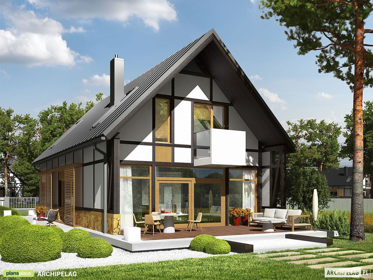Namo projektas su mansarda 159 m²: 3 Miegamieji, Darbo kambarys, 3 Vonios, Atvira virtuvė, be Garažo
