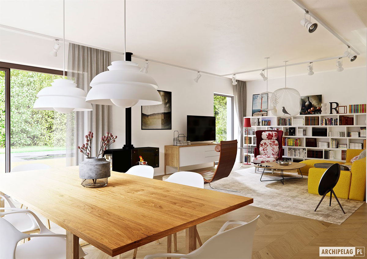 House Plan with Covered Porch and Indoor-Outdoor Fireplace