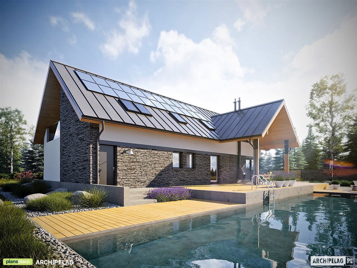 Namo projektas su mansarda 207 m²: 3 Miegamieji, 3 Vonios, Atvira virtuvė, Garažas
