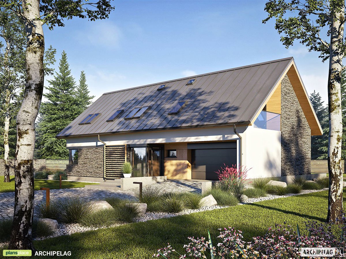 Namo projektas su mansarda 207 m²: 3 Miegamieji, 3 Vonios, Atvira virtuvė, Garažas