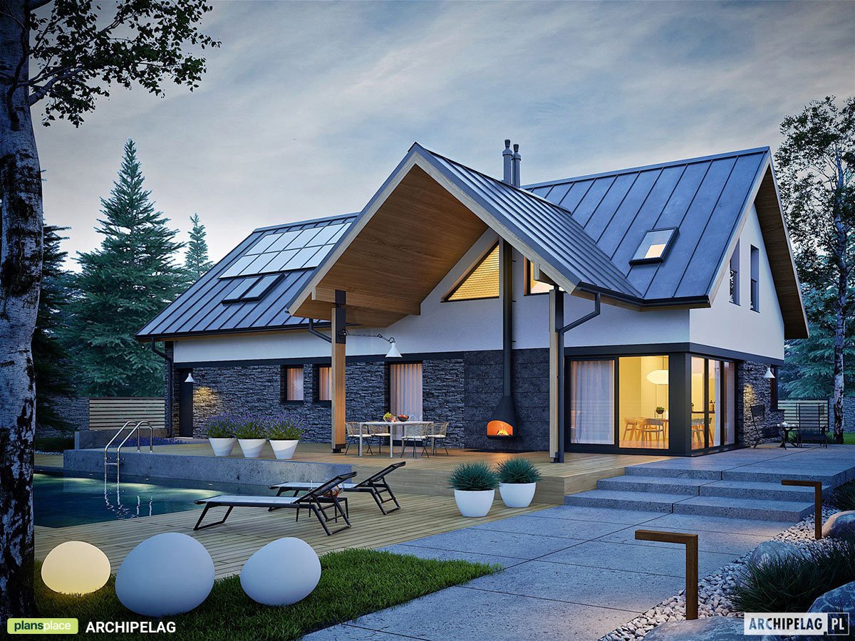 House Plan with Covered Porch and Indoor-Outdoor Fireplace