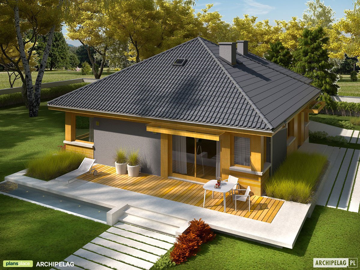Vieno aukšto namo projektas 119 m²: 3 Miegamieji, 2 Vonios, Garažas