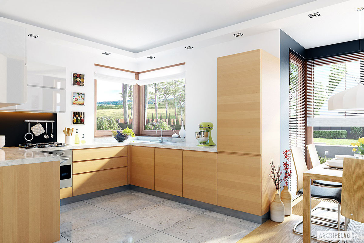Namo projektas su mansarda 161 m²: 3 Miegamieji, Darbo kambarys, 2 Vonios, Garažas