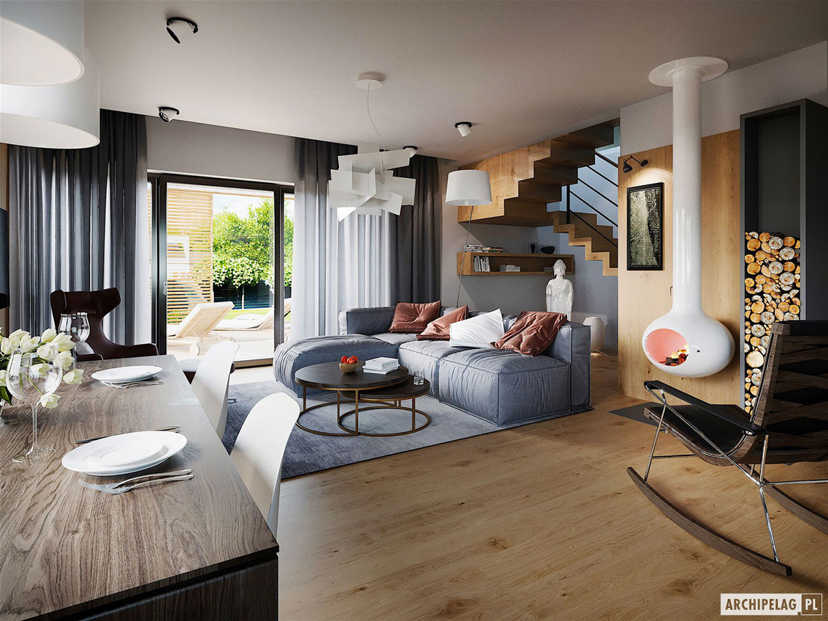 2-Story Contemporary Home Plan with 2-Car Garage and Office