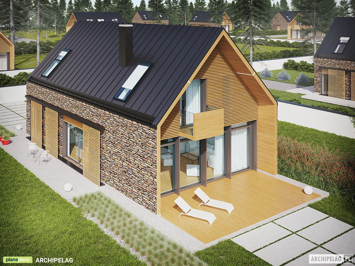 Namo projektas su mansarda 160 m²: 3 Miegamieji, Darbo kambarys, 3 Vonios, be Garažo