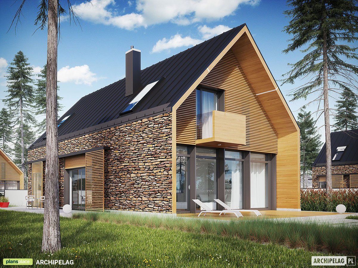 Namo projektas su mansarda 160 m²: 3 Miegamieji, Darbo kambarys, 3 Vonios, be Garažo