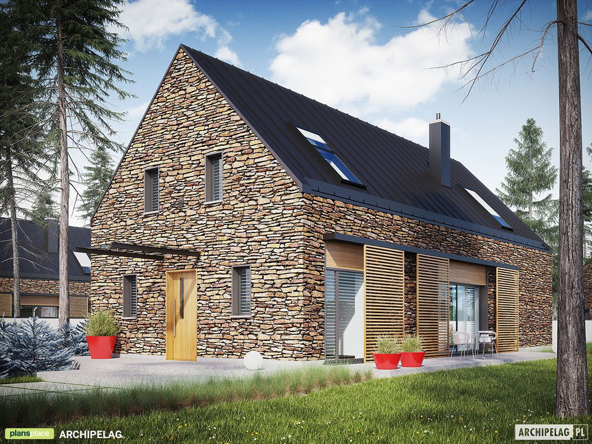 Namo projektas su mansarda 160 m²: 3 Miegamieji, Darbo kambarys, 3 Vonios, be Garažo