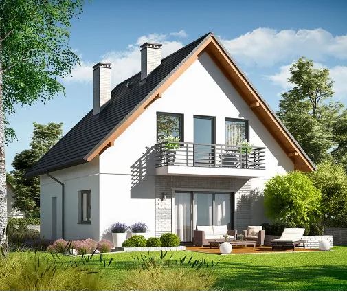 Miniatiūra 1 – Namo projektas su mansarda 124 m², 3 Miegamieji — 22603R