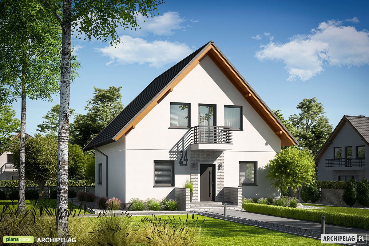 Namo projektas su mansarda 124 m²: 3 Miegamieji, Darbo kambarys, 2 Vonios, Atvira virtuvė, be Garažo
