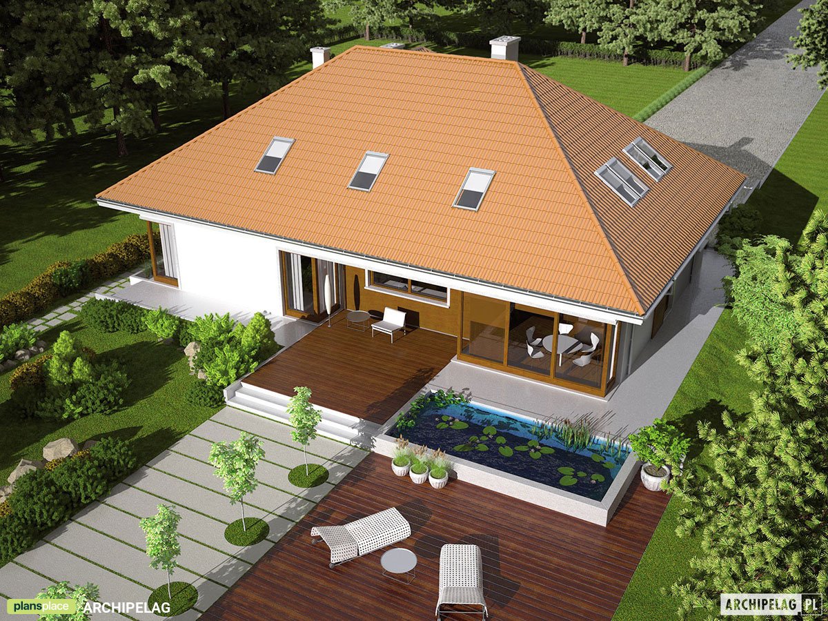 Namo projektas su mansarda 228 m²: 4 Miegamieji, Darbo kambarys, 3 Vonios, Garažas