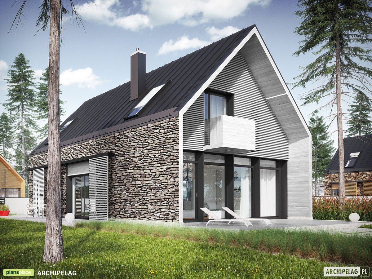 Namo projektas su mansarda 160 m²: 3 Miegamieji, Darbo kambarys, 3 Vonios, Atvira virtuvė, be Garažo