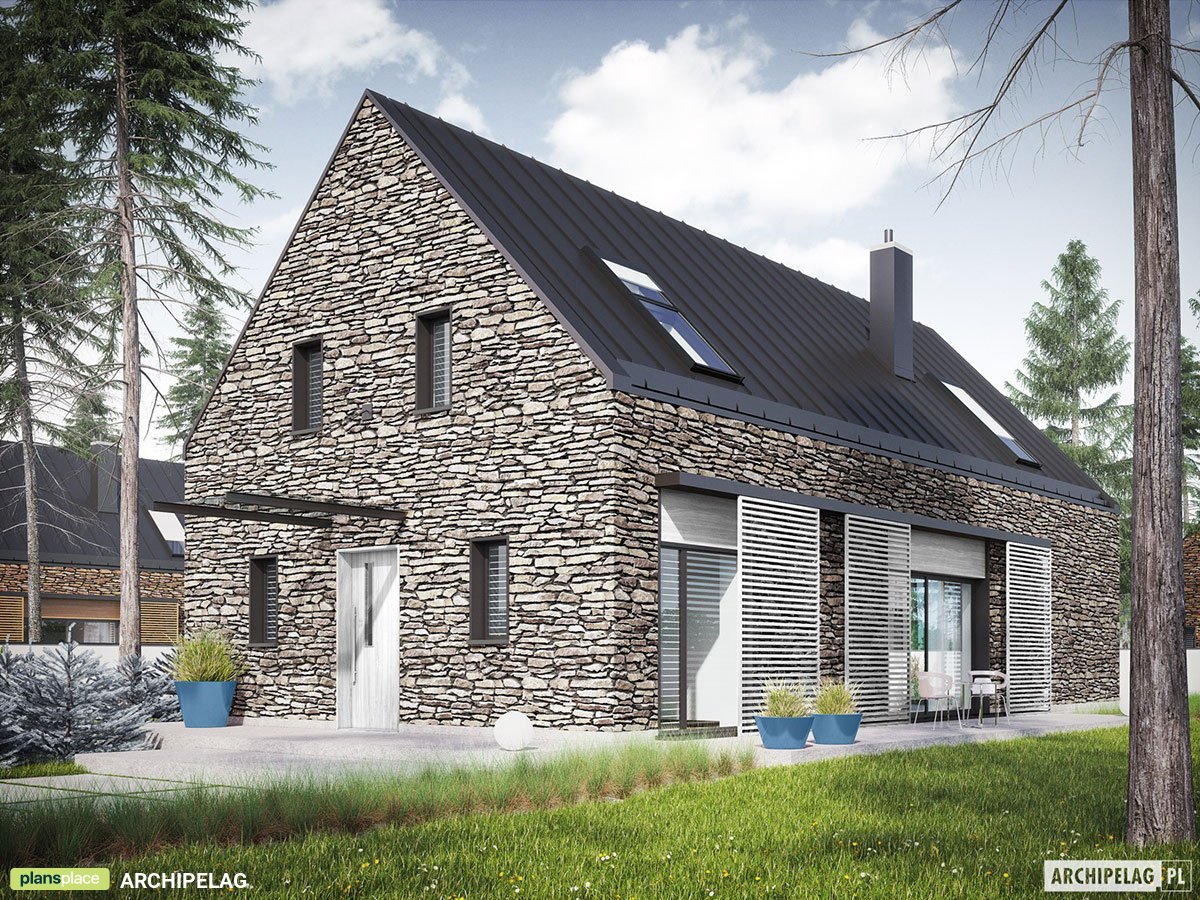 Namo projektas su mansarda 160 m²: 3 Miegamieji, Darbo kambarys, 3 Vonios, Atvira virtuvė, be Garažo