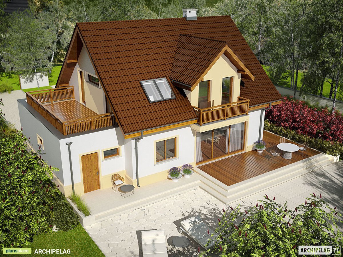 Namo projektas su mansarda 157 m²: 3 Miegamieji, Darbo kambarys, 2 Vonios, Garažas