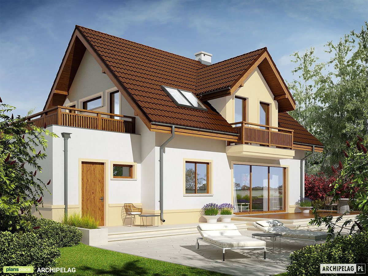 Namo projektas su mansarda 157 m²: 3 Miegamieji, Darbo kambarys, 2 Vonios, Garažas