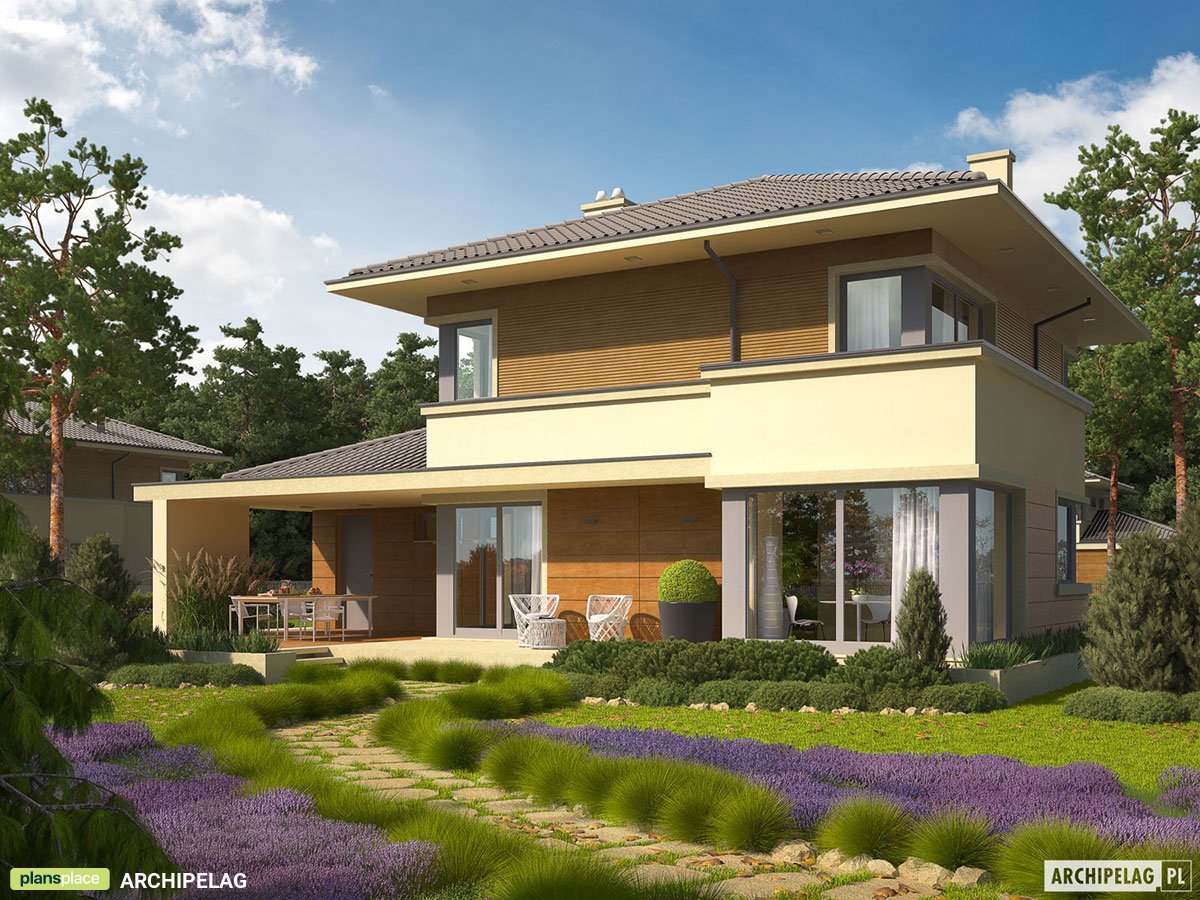 Dviejų aukštų namo projektas 161 m²: 3 Miegamieji, Darbo kambarys, 2 Vonios, Atvira virtuvė, Garažas