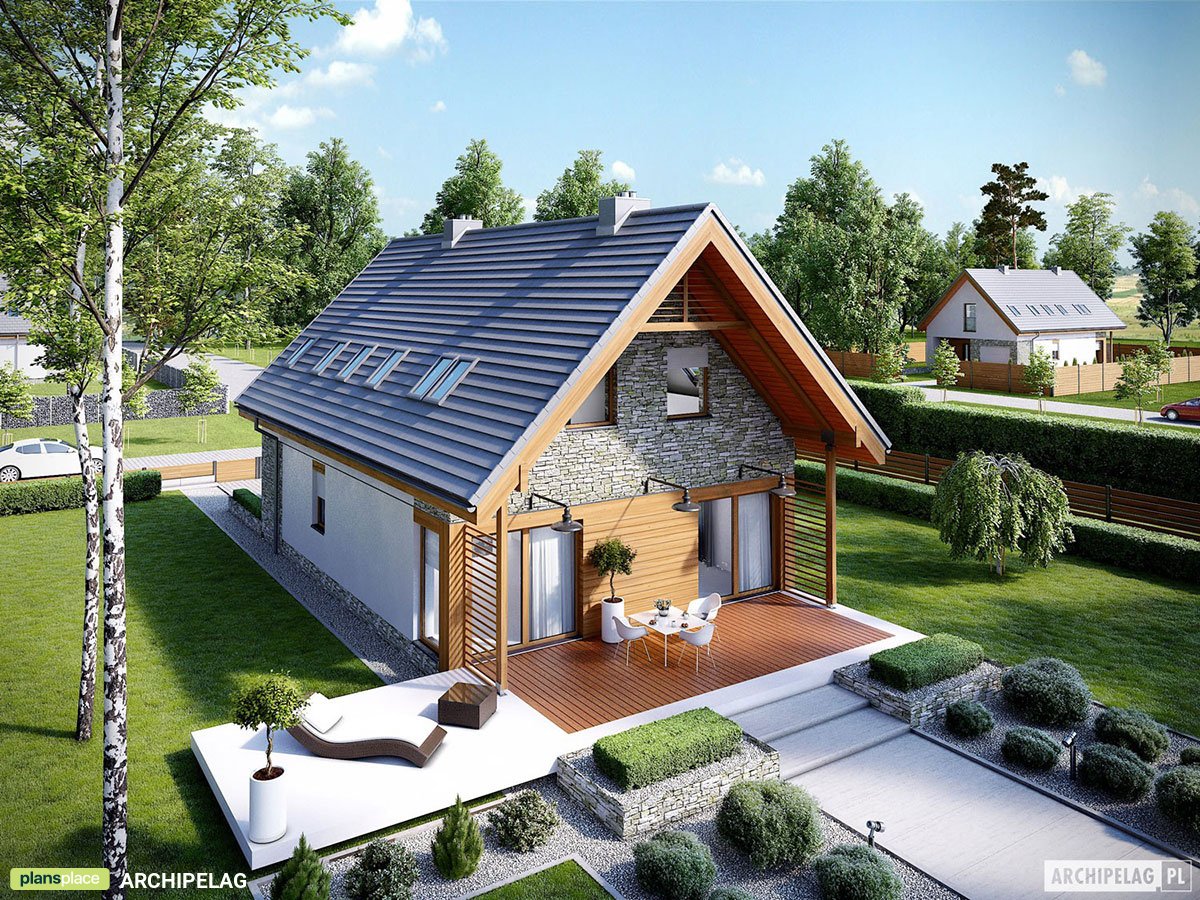 Namo projektas su mansarda 137 m²: 3 Miegamieji, 2 Vonios, Garažas