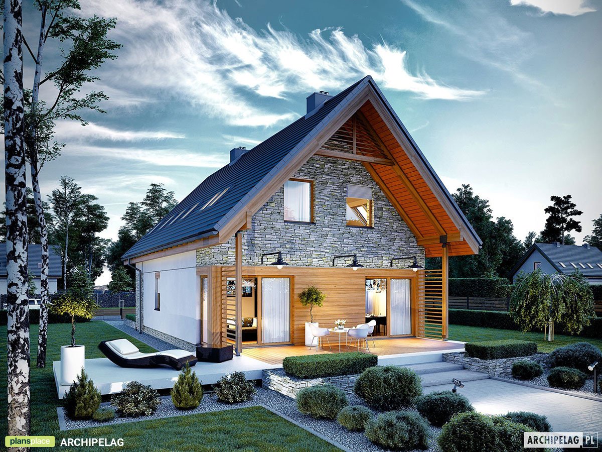 Namo projektas su mansarda 137 m²: 3 Miegamieji, 2 Vonios, Garažas