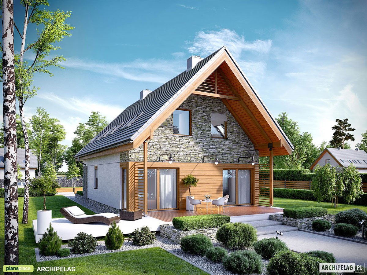 Namo projektas su mansarda 137 m²: 3 Miegamieji, 2 Vonios, Garažas