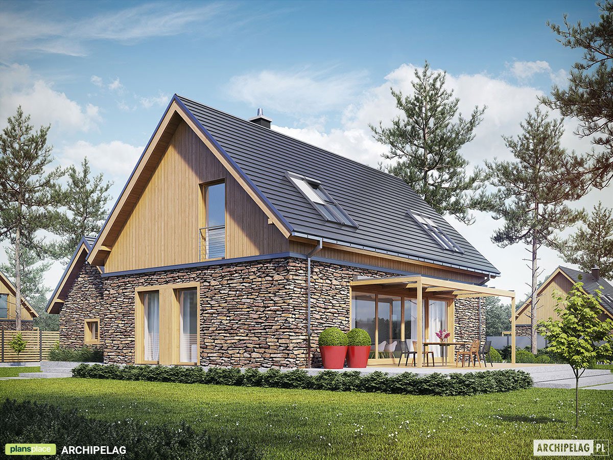 European Barn Home Plan with 3 Bedrooms and Attached Garage