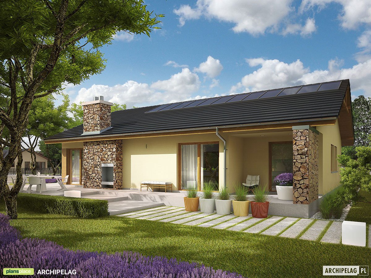 1400 Sq Ft House Plan with 2-Sided Indoor-Outdoor Fireplace