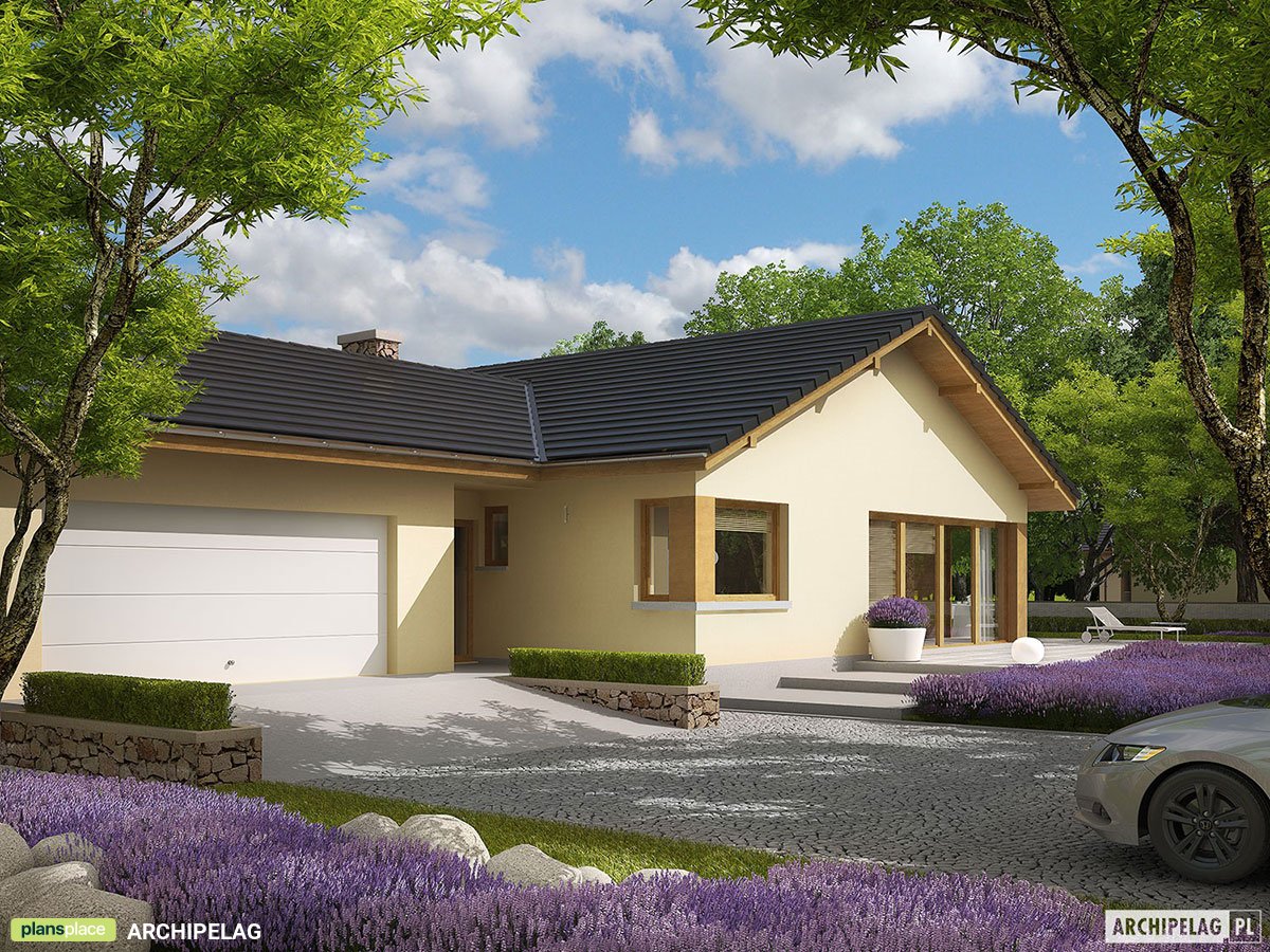Vieno aukšto namo projektas 169 m²: 3 Miegamieji, 2 Vonios, Garažas