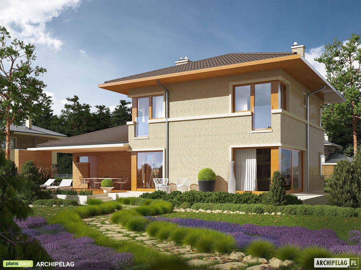 Dviejų aukštų namo projektas 167 m²: 3 Miegamieji, 2 Vonios, Atvira virtuvė, Garažas
