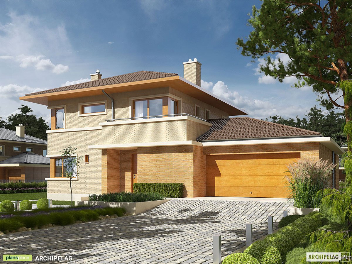 Dviejų aukštų namo projektas 167 m²: 3 Miegamieji, 2 Vonios, Atvira virtuvė, Garažas