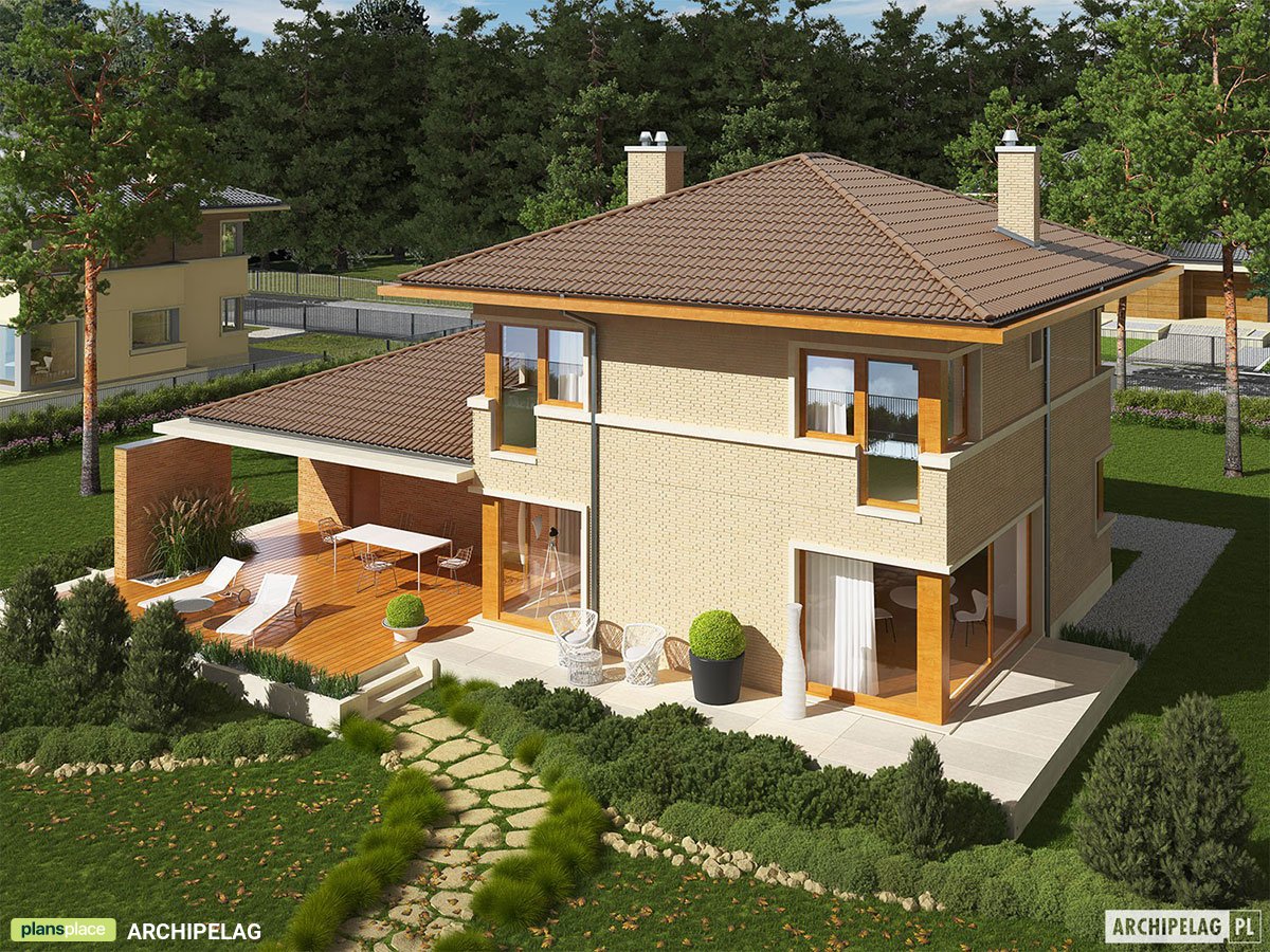 Dviejų aukštų namo projektas 167 m²: 3 Miegamieji, 2 Vonios, Atvira virtuvė, Garažas