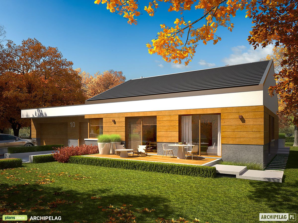 Vieno aukšto namo projektas 183 m²: 3 Miegamieji, Darbo kambarys, 3 Vonios, Garažas
